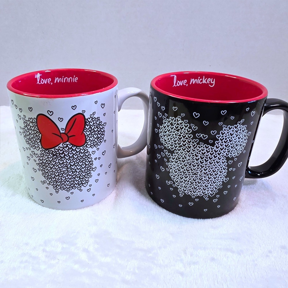 Disney Love Mickey & Love Minnie Mouse Coffee Mug 2pc Set